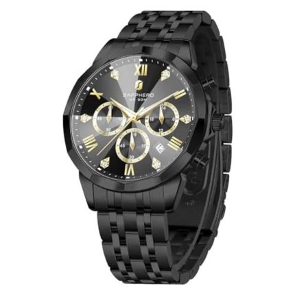 Luxury Men’s Chronograph Watch with Diamond Dial and Date Display